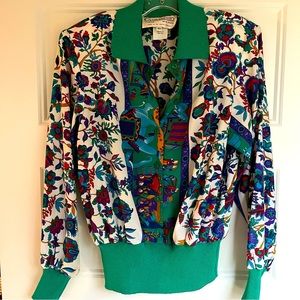 Vintage 80s Castleberry London NY Elephant print blouse